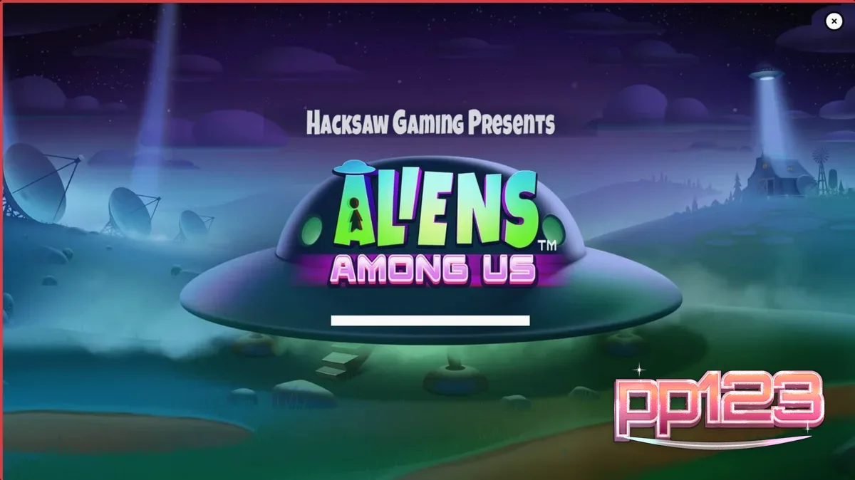 Tampilan visual slot Aliens Among Us dengan tema agen FBI dan alien
